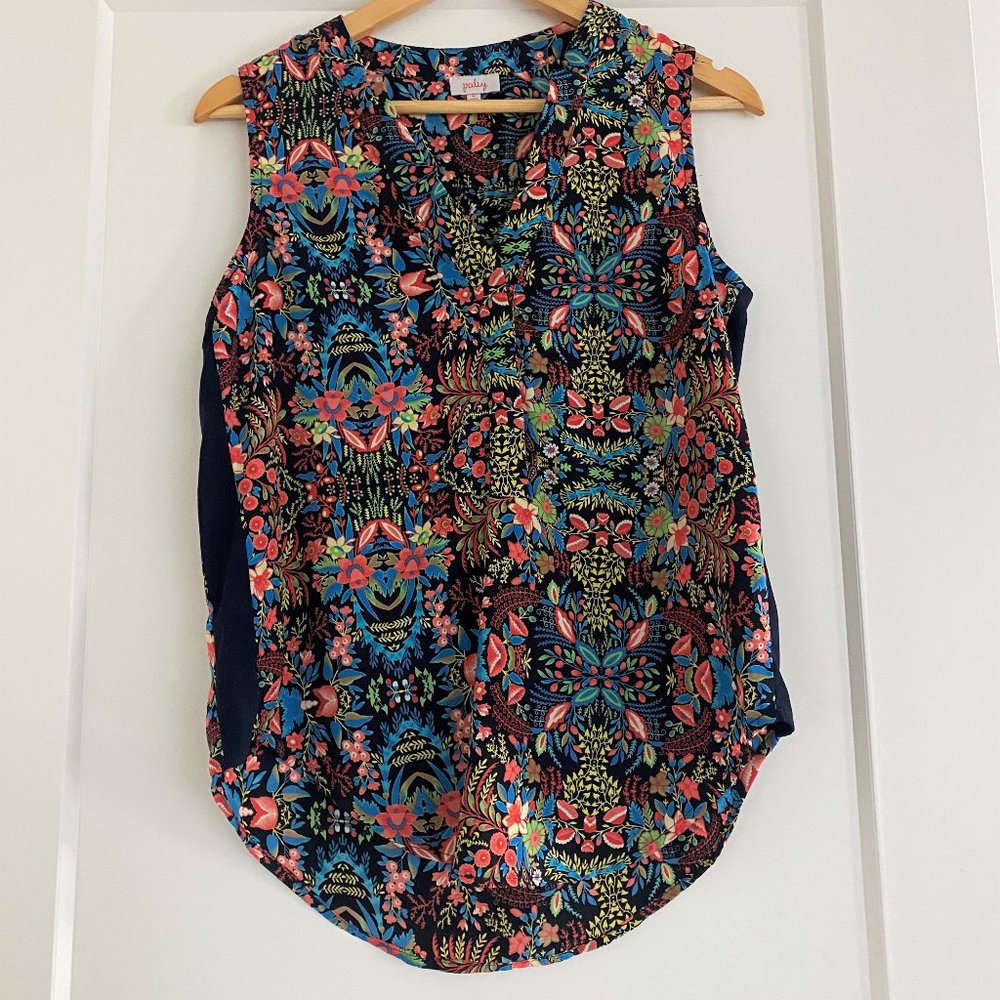 Pixley / Stitch Fix Sleeveless Colorful Floral Hi-Lo V-Neck Tank M